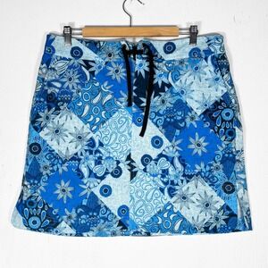 RipSkirt Hawaii Length 2 Blue Patchwork Floral Paisley Skirt Womens L Summer